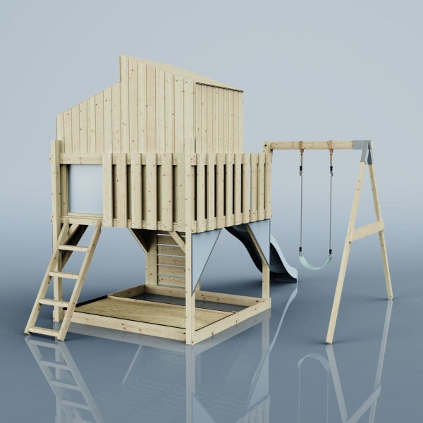 OutdoorToys Spielturm Lotta aus Holz in Blau Kinderschaukel