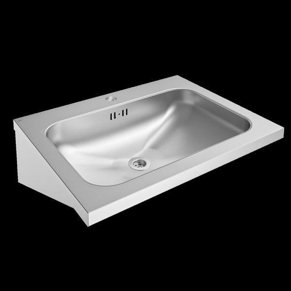 KWC Edelstahl Waschbecken mit Hahnloch und Überlauf für Wandmontage