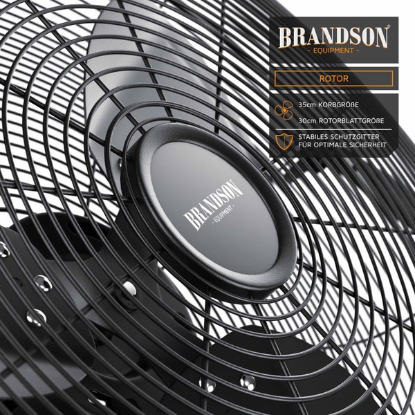 Brandson Windmaschine 48W, Ventilator, Bodenventilator Retro Design, Tischventilator, Standventilator 30cm, hoher Luftdurchsatz, stufenlos neigbar