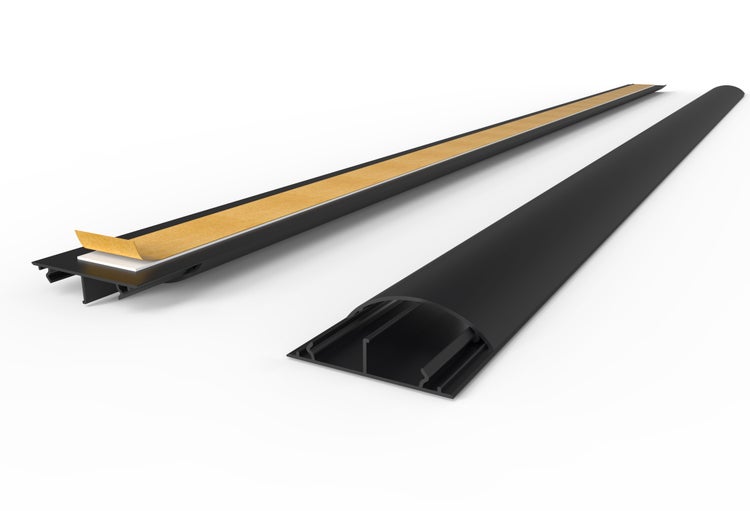 CILSON WDK5012SS Art.-Nr. 6700360 Kabelkanal 50 x 12 mm x 2.000 mm - Trittfest, selbstklebend mit Bodenbelochung, schwarz RAL 9005