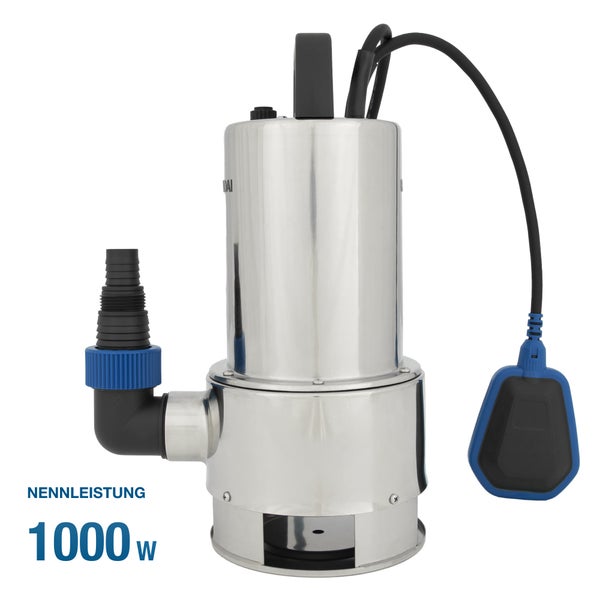 HYUNDAI Schmutzwasser-Tauchpumpe TP10019D (1000W, 19.500 l/h, Förderhöhe max. 9m, Eintauchtiefe max. 7m)