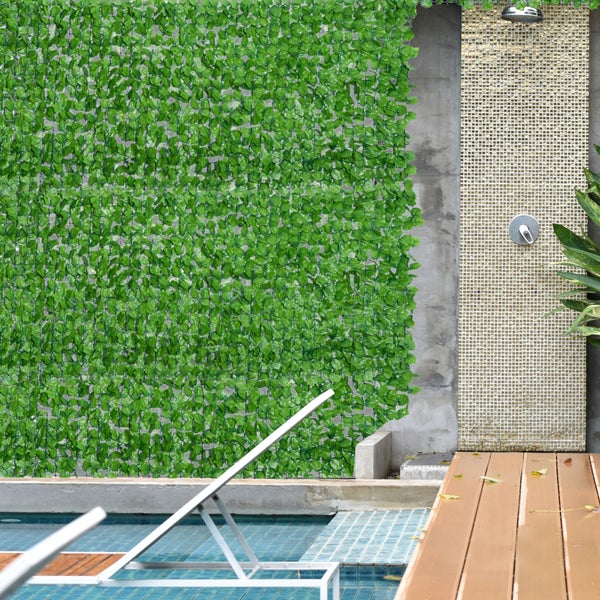 Outsunny Künstliche Hecke, 300 x 100 cm, PE, Gewebe, Hellgrün