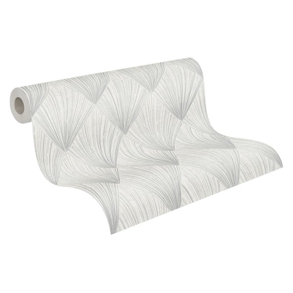 Schlafzimmer im Loft-Stil mit Bett, Tapete und großen Fenstern