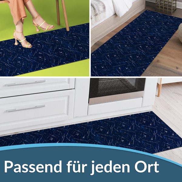 Läufer mit abstraktem Muster in verschiedenen Raumsituationen