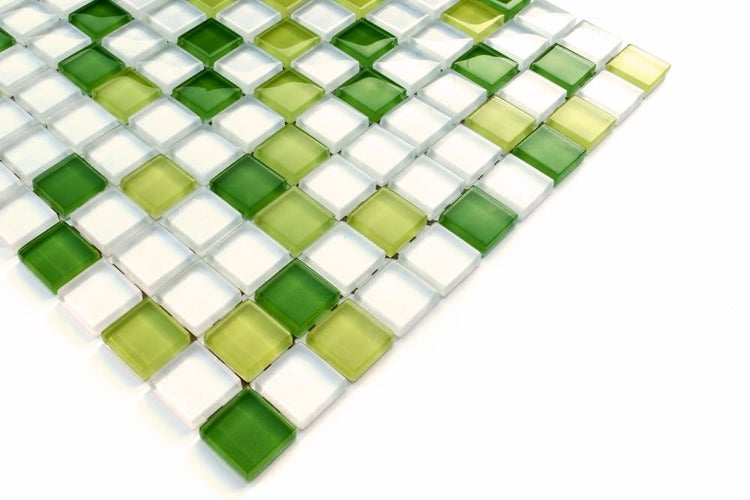 Glasmosaik auf Netz für Bad und Küche 30cm x 30cm  - Apple marshmallow