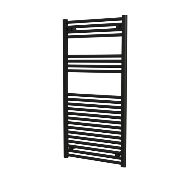 Schwarzer Badheizkörper mit horizontalen Heizrohren