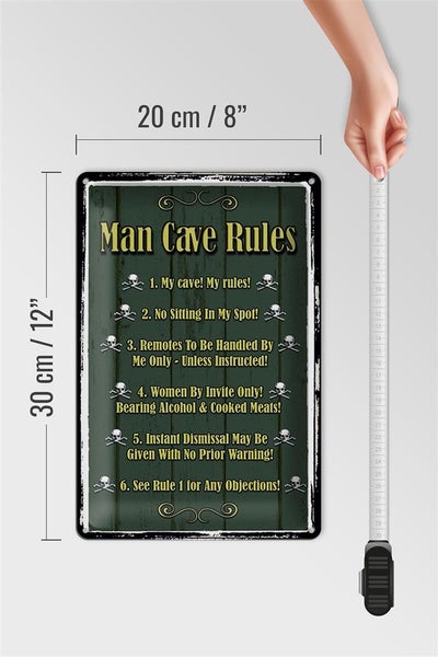 Blechschild Spruch 20x30cm Man cave Rules no sitting Spot