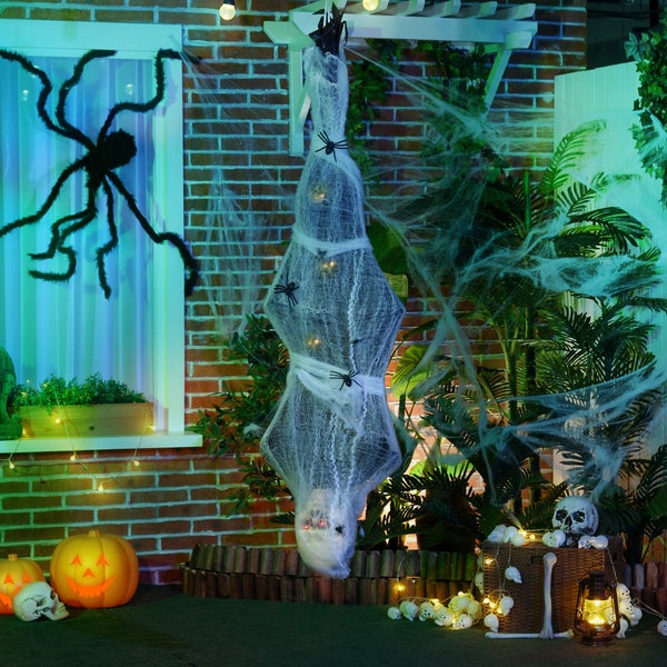 HOMCOM Halloween Dekoration, 43L x 21B x 142H cm, Polyester, PE, Stahl, Grau