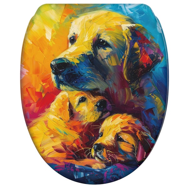 WC Sitz mit aufgedrucktem Hunde Motiv in ausdrucksstarker Malerei Optik