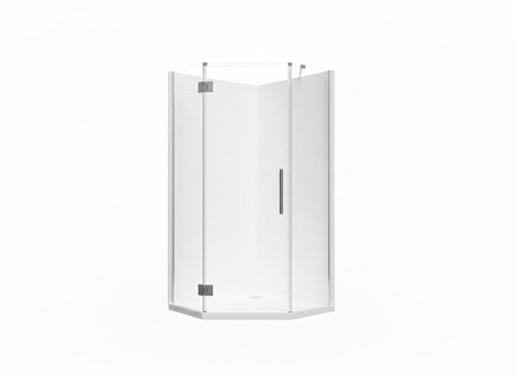 Eckdusche mit Glastür und Griff