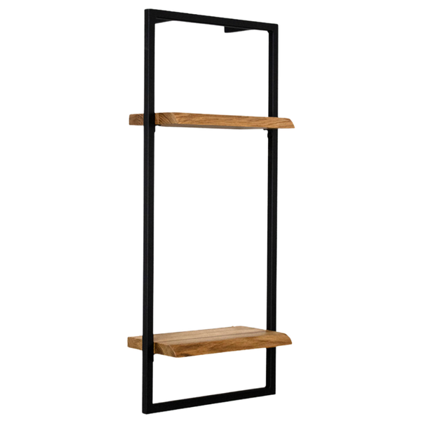 holz4home Wandregal High in Schwarz Gerahmt von holz4home® Natur mit Baumkante