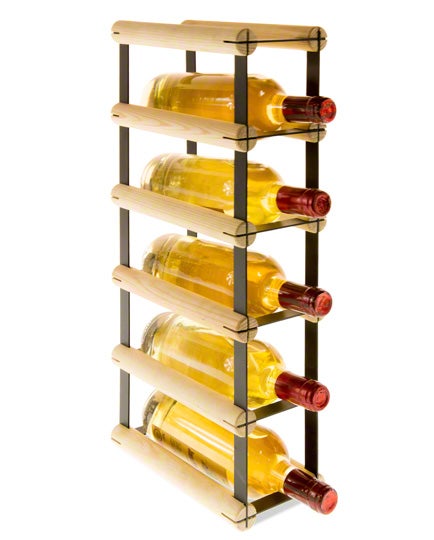 PROREGAL Modulares Weinregal Vinotega Mod Metal HxBxT 52,5 x 12,5 x 24,5 cm 1 x 5 Flaschen Massives Kiefernholz Natur