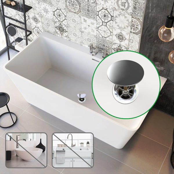 M. ROSENFELD HOME Badewannenstöpsel Universal Ø 72 Premium - Stöpsel Badewanne Chrom aus Messing mit Doppel Dichtung - Rostfrei Badewannen Stöpsel Verschluss Badezimmer zubehör
