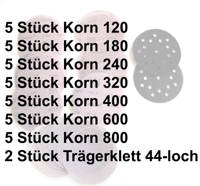 Schleifscheiben Netzgewebe mit Klett, Abranet Starterset 125mm Durchmesser K 120 - 800 für Drechsler