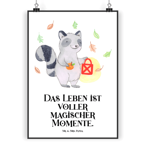 Mr. & Mrs. Panda DIN A3 Poster Waschbär Laterne - Weiß