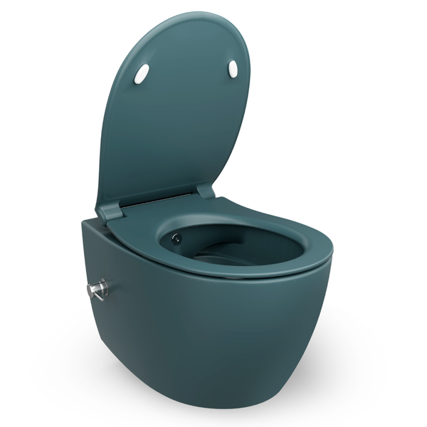 Isvea WC Toilet Badezimmer Wand-WC mit Dusch-WC Petrol mit Softclose-Sitz