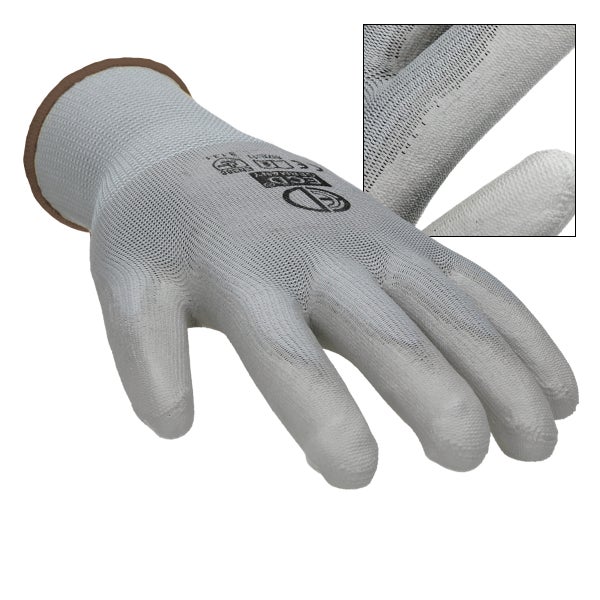 ECD Germany 120 Paar Arbeitshandschuhe mit PU-Beschichtung, Größe 9-L, Grau, atmungsaktiv, rutschfest, robust, Mechanikerhandschuhe Montagehandschuhe Schutzhandschuhe Gartenhandschuhe Handschuhe