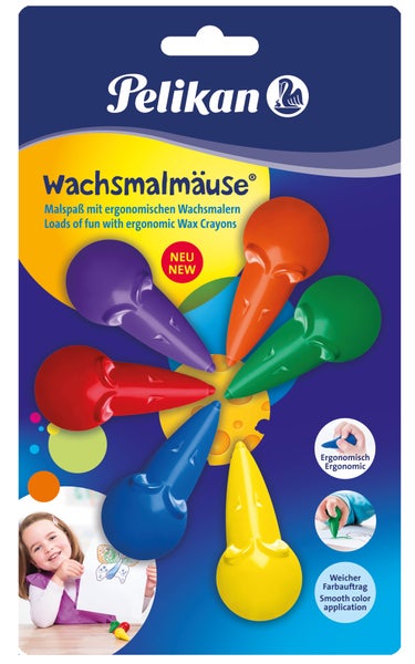 Pelikan Wachsmalstifte Wachsmalmäuse, 6er Set