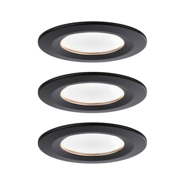 LED Einbauleuchte Nova Coin Basisset starr IP44 rund 78mm Coin 3x6W 3x470lm 230V 2700K Schwarz matt