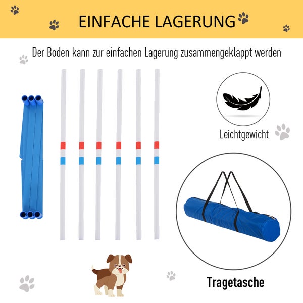 PawHut Agility-Ausrüstung, 305L x 60T x 94H cm, PE-Kunststoff, Weiß+Blau