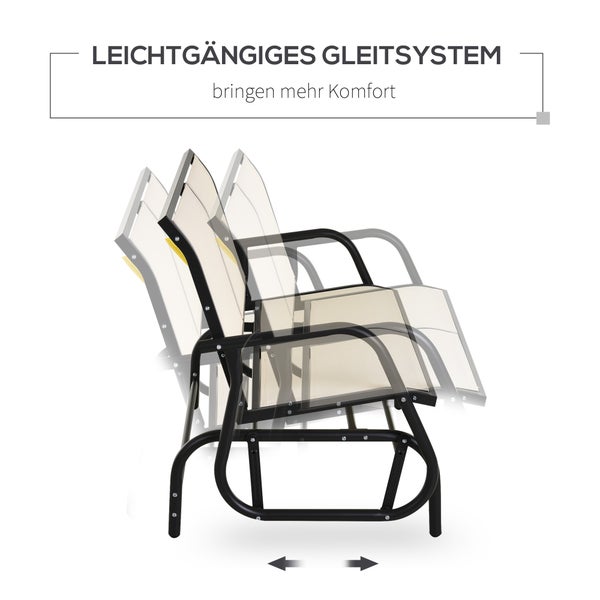 Outsunny Schaukelstuhl, 120L x 70B x 85H cm, Metall, Texteline-Gewebe, beige