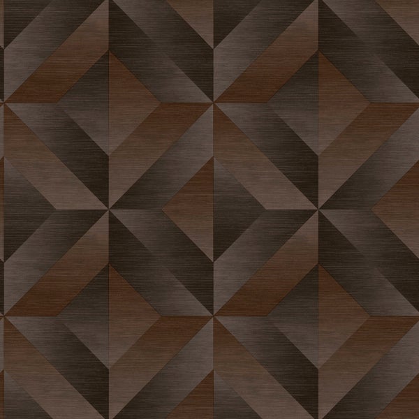 Tapete mit geometrischem dreidimensionalem Muster in Holzoptik, Rauten-Design