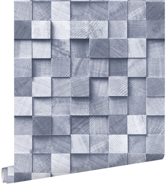 ESTAhome Tapete 3D Holzoptik Blau - 53 cm x 10,05 m - 138526