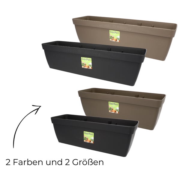 Blumenkasten Balkongeländer Balkon Blumenkasten Balkonkasten mit Halterung Balkonkasten Geländerkästen Balkonkasten mit Wasserspeicher 60 cm anthrazit
