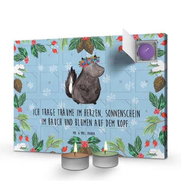 Mr. & Mrs. Panda Duftkerzen Adventskalender Stinktier Mädchen - Blau Pastell