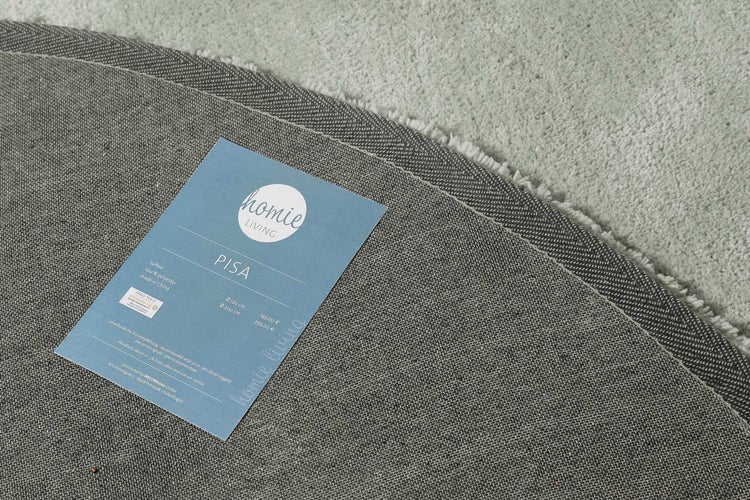 Teppich Rund Hellgrau Grün Hochflor Pisa Homie Living 200 cm rund