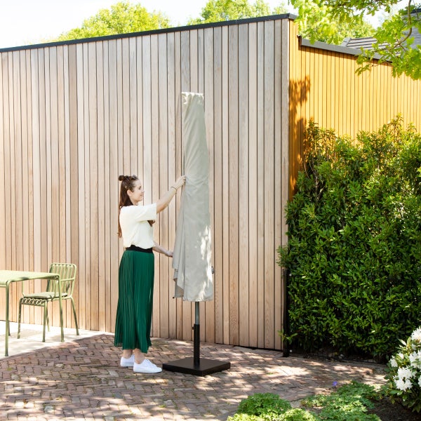 VONROC Sonnenschirm rechteckig 200x300 - Rechteckiger Sonnenschirm für Terasse, Garten, Balkon, Gastro - Knickbar, Kurbel, Wetterfest - Rapallo (Beige)