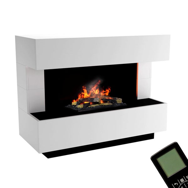 GLOW FIRE Elektrokamin 'Kant' | Wasserdampf Kamin mit OMC 600 inkl. Holz in weiß | HxBxT: 120x90x50 cm