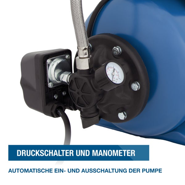Druckschalter und Manometer einer Gartenpumpe