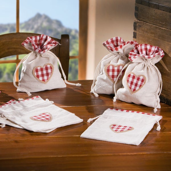 FRANK FLECHTWAREN | Geschenkbeutel Landhaus, 6er Set, POLYESTER, 15 x 19 cm, ohne Inhalt