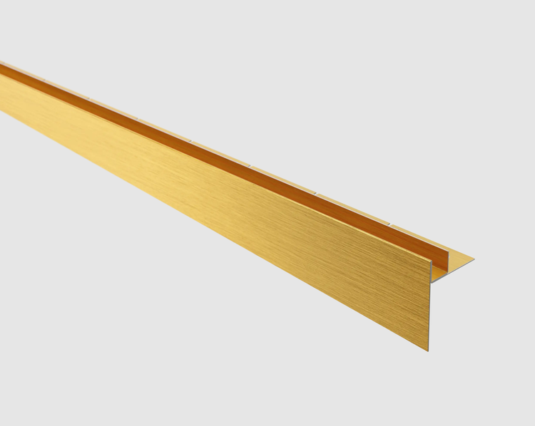 Abschlussprofil aus Aluminium in Goldfarben gebürstet für Fliesenkanten.