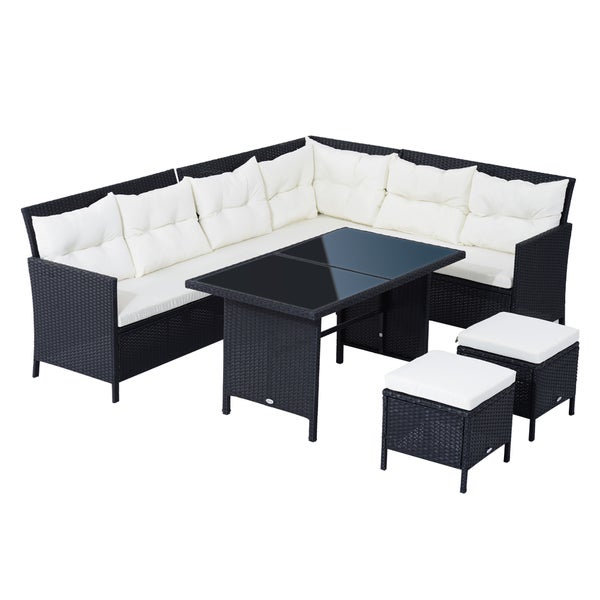 Outsunny 18 tlg. Sitzgarnitur Sitzgruppe Gartenset Sofagarnitur Gartenmöbel Set Lounge, Polyrattan, Schwarz