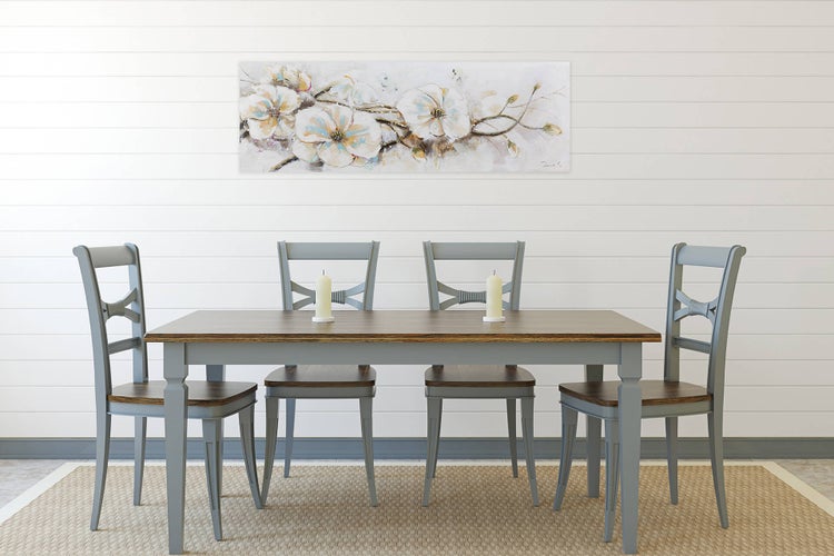 Handgemaltes Gemälde Acrylfarbe 150x50cm Weiß