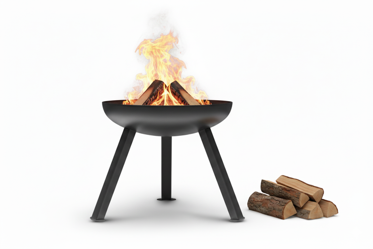 The Favilla BOMBE Feuerschale Schwarz 48 x 48 x 30 cm – Kompaktes Feuerbecken aus 2,5 mm Stahl – Pulverbeschichtet & wetterfest – Runde Feuerstelle für Balkon, Terrasse & Garten – 7 kg