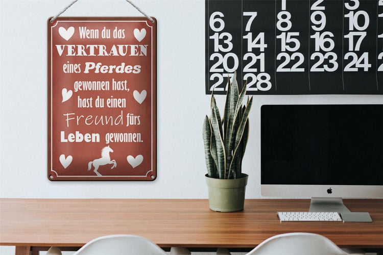 Blechschild Spruch 20x30cm Vertrauen eines Pferdes Freund