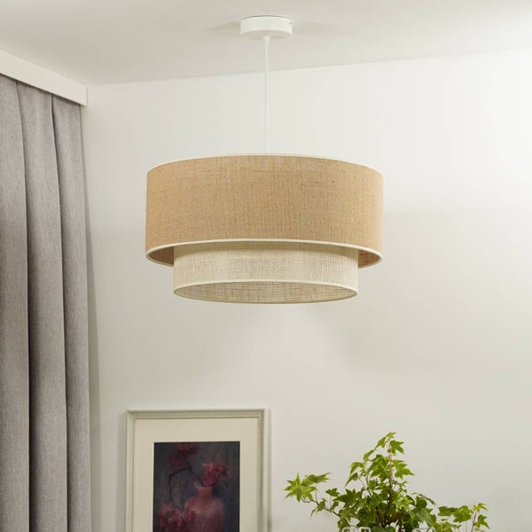 Zweischichtige Hängelampe mit Textilschirm