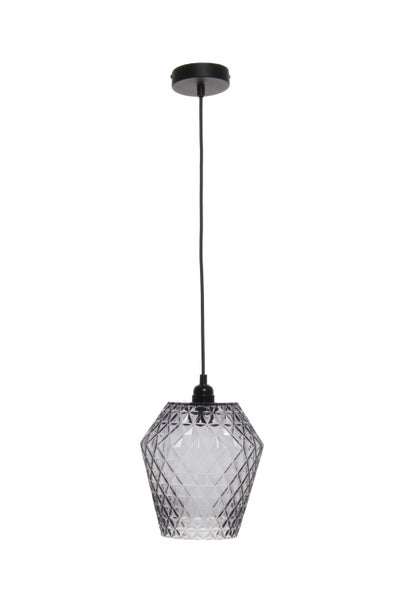 Moderne Glaslampe Grau, Rauten muster 27 cm | Wohnzimmer Esszimmer Leuchte