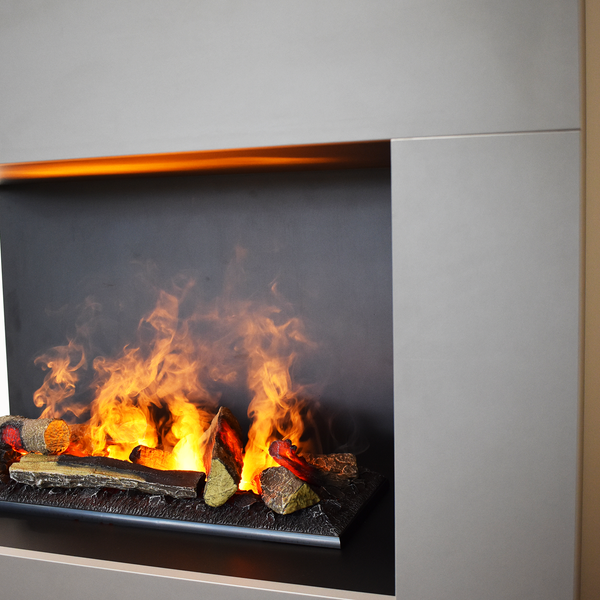 GLOW FIRE Elektrokamin 'Tucholsky Left Corner' | Wasserdampf Kamin mit OMC 600 inkl. Holz in schwarz | HxBxT: 140x90x45 cm