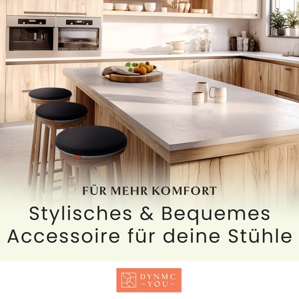 Sitzkissen Stuhl - Stuhlkissen 40x40 - Rund 2er Set Schwarz - TEST SEHR GUT - INNOVATIONSPREIS ERGONOMIE - Mittelhart H3 - Sitzkissen Bank Memory Schaumstoff - Sitzpolster Stuhl - Stuhlauflage