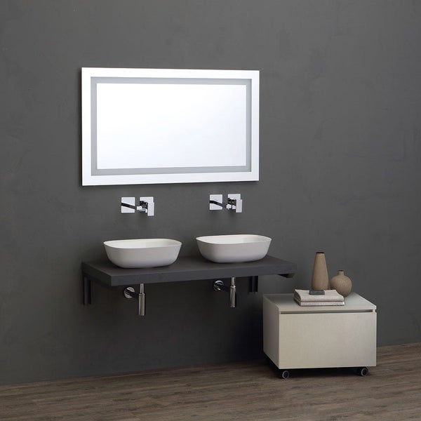 Modernes Badezimmerensemble mit Doppelwaschtisch, Spiegel und Unterschrank