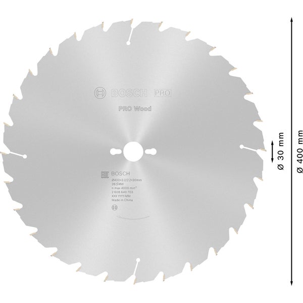 Bosch PRO Wood Kreissägeblatt 400 x 3,2 x 30 mm - 2608640703