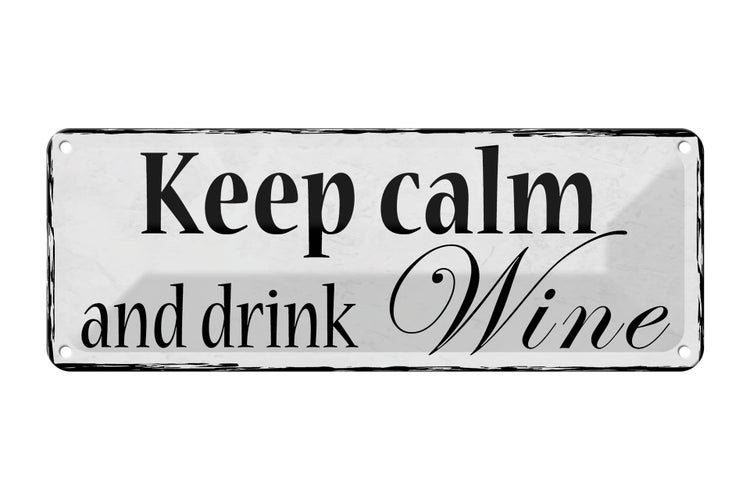 Blechschild Spruch 27x10cm keep calm and drink Wine Dekoration