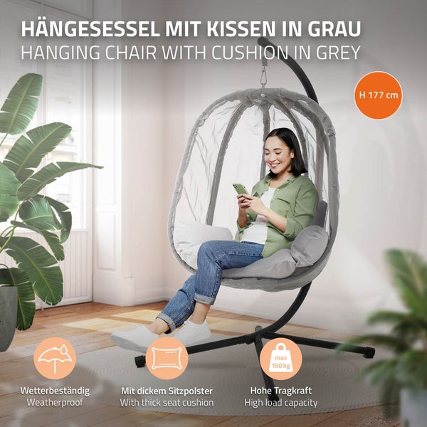 Textilene Hängesessel-Ersatzsitz – Wetterfeste Sitzbasis Für Terrassenschaukeln (Schwarz, 64x197x23 Cm)