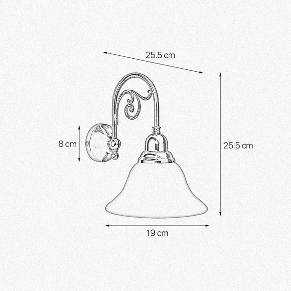 Zeichnung einer Wandleuchte mit Abmessungen