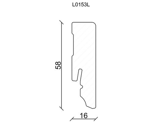Sockelleiste Fichte/Kiefer weiß RAL9016 lackiert L0153L 16x58x2400 mm