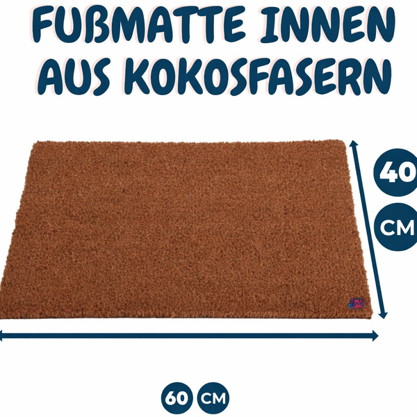 Fußmatte aus Kokosfaser für den Innenbereich, 60 mal 40 Zentimeter